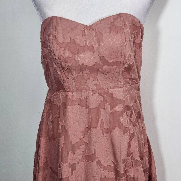 Lulus Rose Burnout Maxi Dress NWOT Size XS Pink Strapless Prom Dress - Picture 5 of 9
